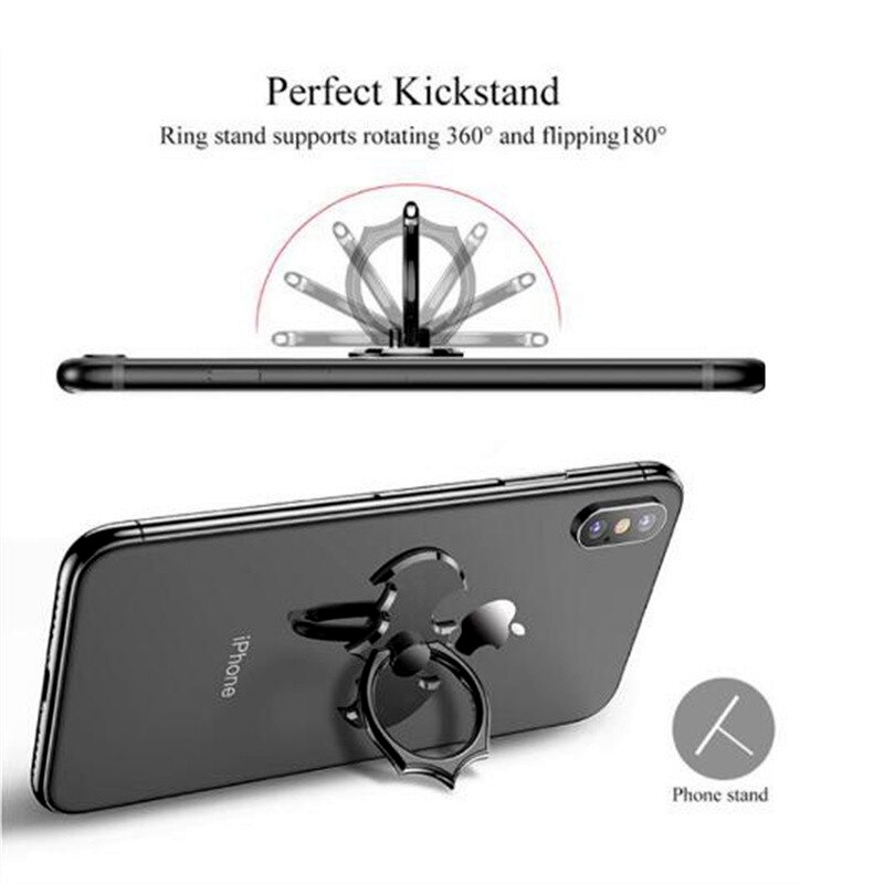 Bat Finger Ring HolderCell Mobile Phone Desktop Stand Mount For iPhone 11X 8 7 XS Bat Metal Smartphone 360 Degree Desk Holder