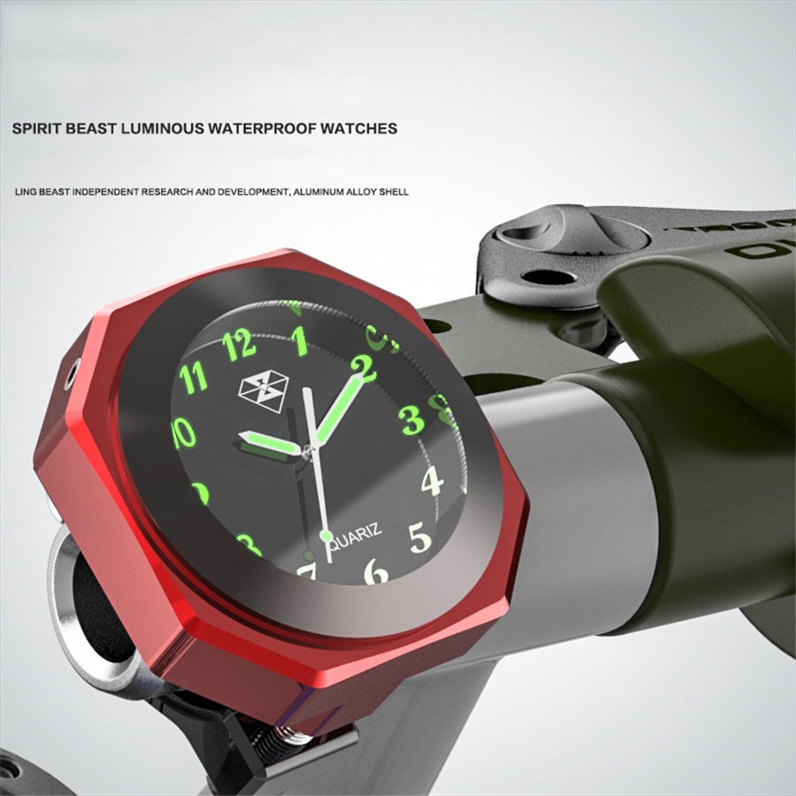 Universele Waterdichte 7/8 Motorcycle Fietsstuur Mount Klok Horloge Lichtgevende Klok Legering Gauge Cool Styling