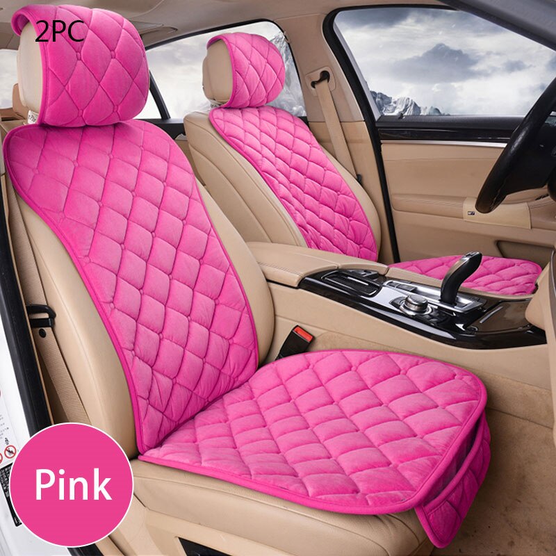 Universele Pluche Auto Seat Cover Sets Voor Vrouwen Roze Zitkussen Protector Mat Auto Cover Fit Meest Auto Interieur Accessoires: PQ232-2SeatRose