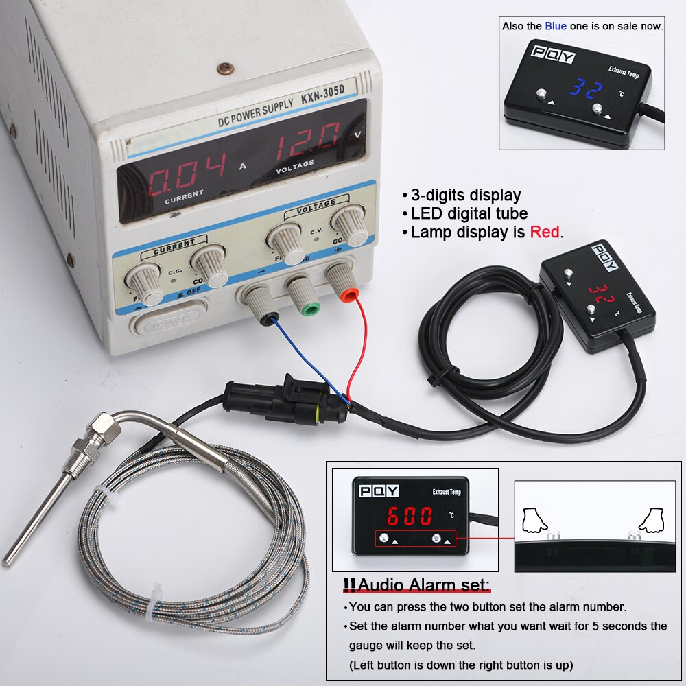Car Exhaust Temp Gauge Exhaust Gas Meter Digital With Sensor EXT Temperature Meter Turbo for 4WD Hilux Patrol EGT JR-TAG06-QY
