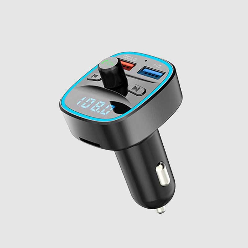 Schnelllade 3.0 autoladegerät für huawei  p30 pro mit freisprecheinrichtung, fm-transmitter, bluetooth, dual-usb-anschluss und  mp3 player-anschlüssen: Schwarz