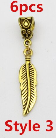 6 Stks/pak Gouden Viking Charms Haar Vlecht Dread Dreadlock Baard Kralen Manchetten Ringen Sieraden Voor Vrouwen Haaraccessoires: 6pcs Style 3