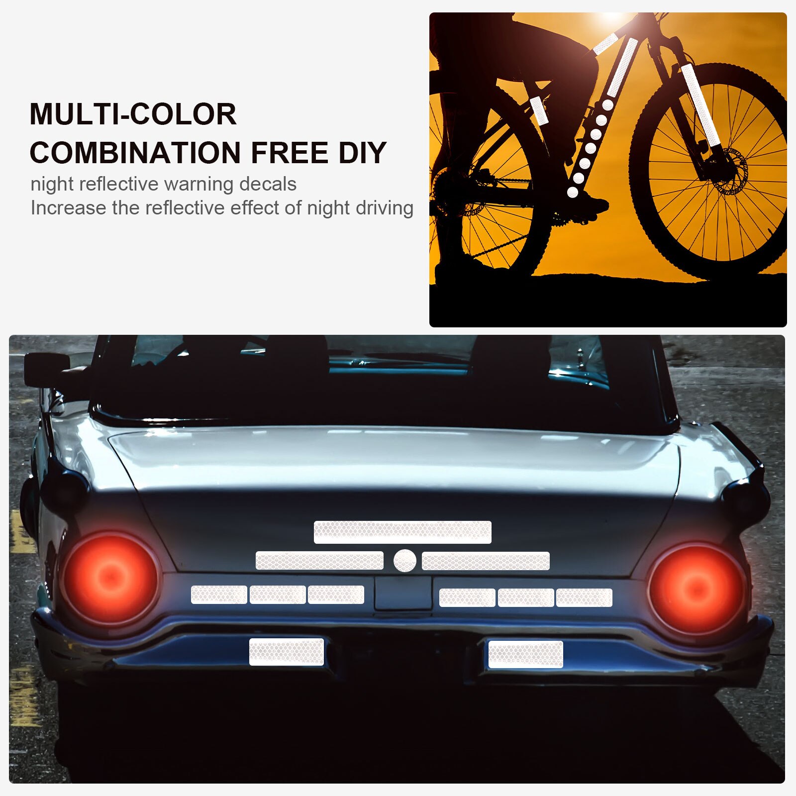 1 Sheet Bike Reflective Strips Bike Warning Strips Cycling Strips