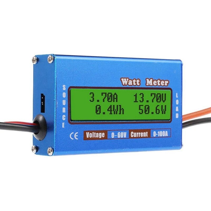 HM Power Meter Digital Monitor LCD Power Meter 60V / 100A DC Ammeter Solar Power Analyzer Model Power Meter