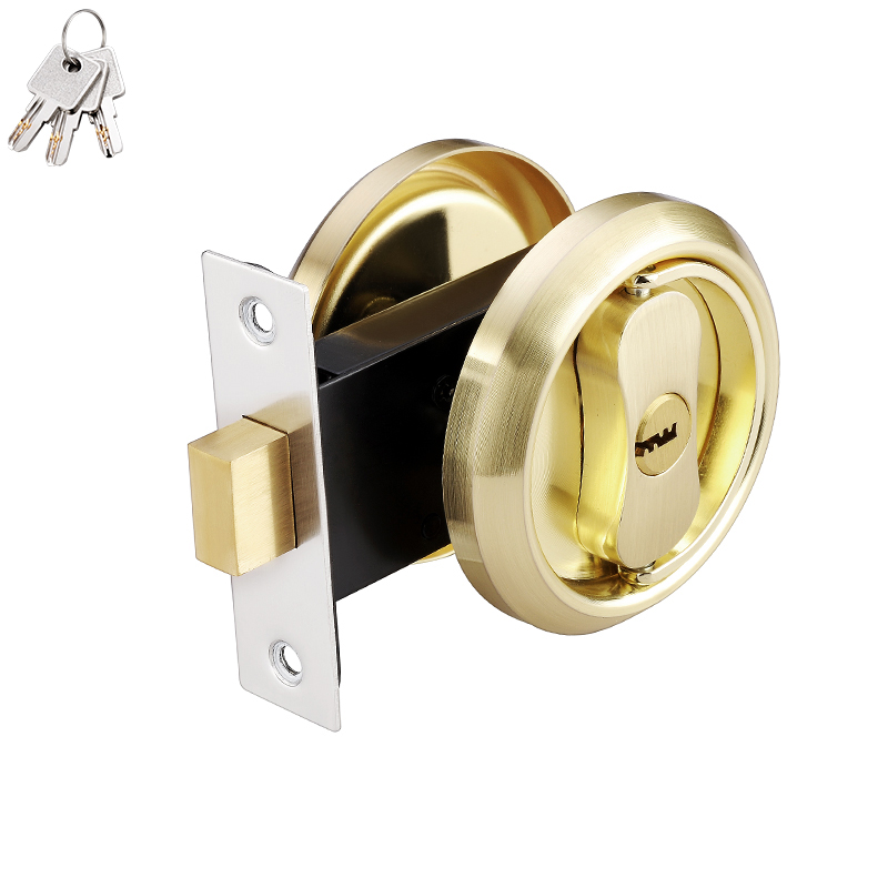 Stainless Steel Double-Sided Pull Ring Lock With Key Sliding Door Lock Invisible Door Lock Multiple Types Available: Bronze