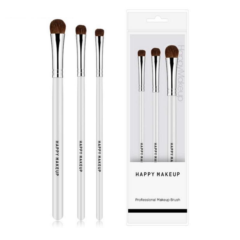 Happymakeup 3Pcs Wenkbrauw Borstel Make-Up Kwasten Set Eyeliner Wimper Lip Make Up Kwast Cosmetische Beauty Tool Kit Animal haar: 02