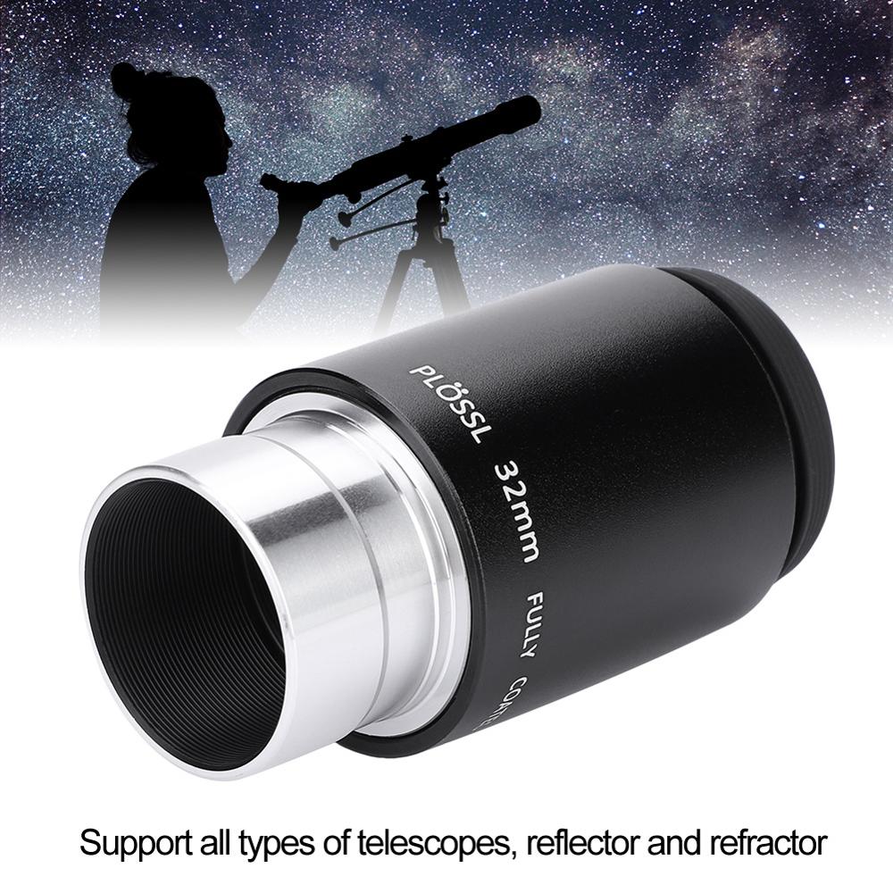 Astronomia telescópio lente ocular plossl 32mm com 1.25 &quot;rosca de filtro preto cor ocular plossl metal para astronomia telescópio