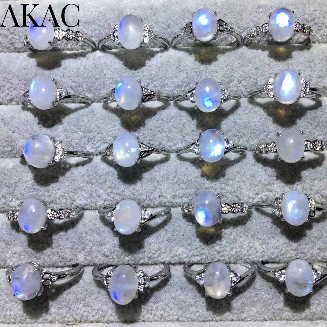 3 ringe/set, ca. 7*9mm verstellbare ringe aus natürlichem akac-regenbogenmondstein (zufällige auswahl).