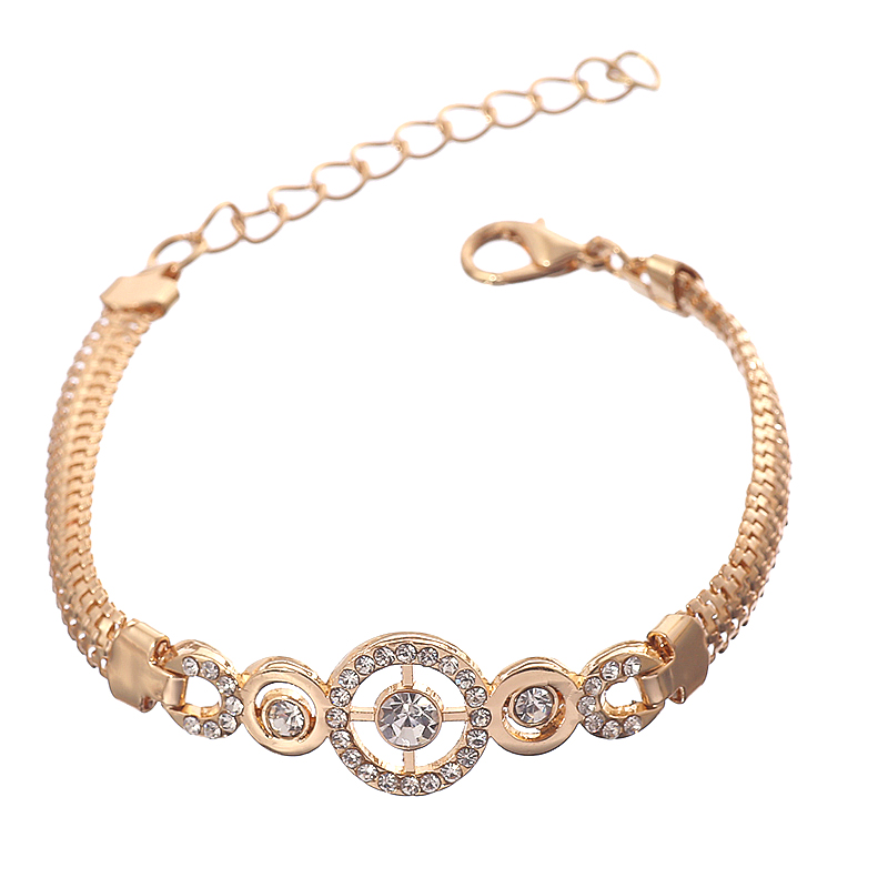 Trendy dame / pigesrose guldfarve klare østrigske krystal twist armbånd & armbånd smykker: F2759