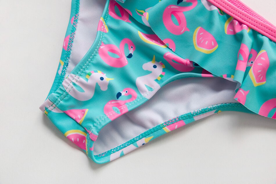 3-12T Children Girls Bikini Swimsuit Suits 2022 TWO-PIECES Kids Little Girls Summer Bathing Suits Flamingo Bikinis Swimwear