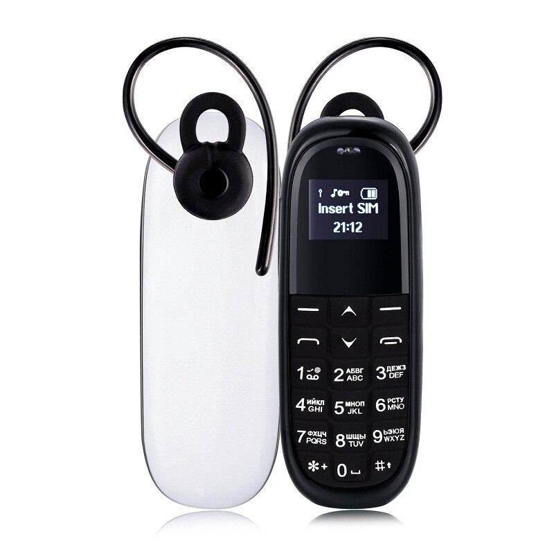 Super Mini Pocket Phone Magic Voice Changer 3.0 Bluetooth Dialer Anti Lost MTK6261DA Cell Earphone Mobile Phone P138: English key / Black-White
