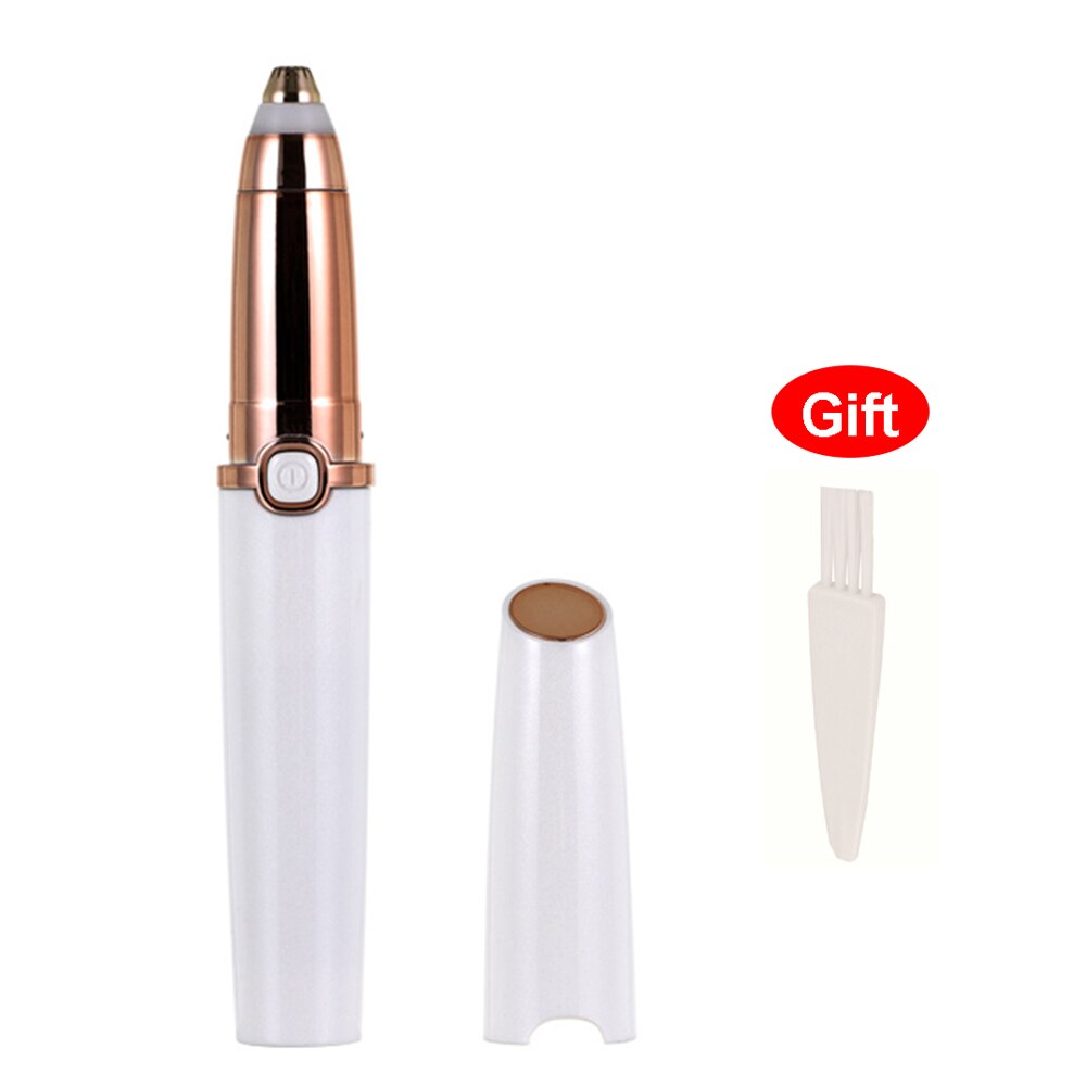 Elektrische Wenkbrauw Trimmer Pen Makeup Pijnloos Gezicht Wenkbrauw Epilator Mini Scheerapparaat Scheerapparaten Draagbare Facial Hair Remover Voor Vrouwen: Pearl white battery