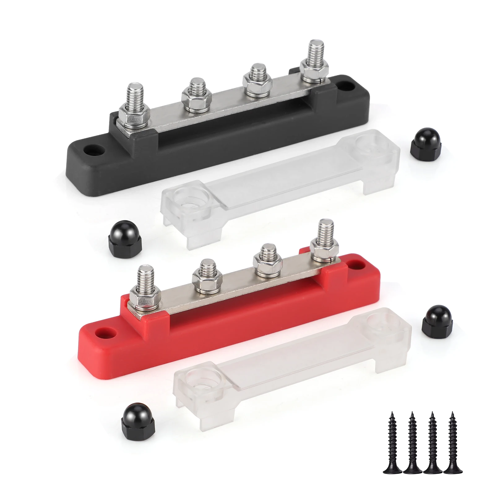 12V-48V Busbar Terminal Block Battery Bus Bar Terminal Block 48V 150A Marine 8x1/4 M6 Power Distribution Block with Cover: Default Title