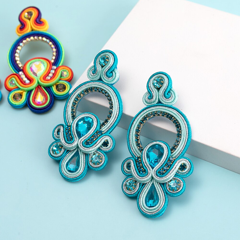 KPacTa Luxury Ladies Earrings Handmade Ethnic Earrings for Women Pendant Earrings Party National Wind