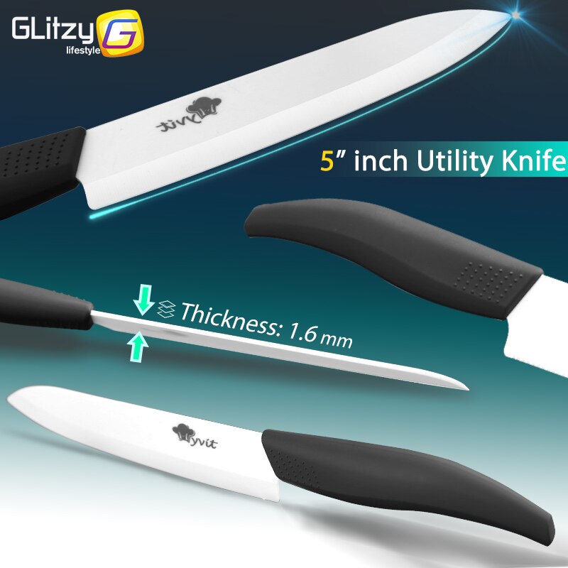 Kniv kök 3 4 5 tums kock keramisk kniv zirconia vitt blad tredelat set frukt grönsak färg matlagning knivar skärare