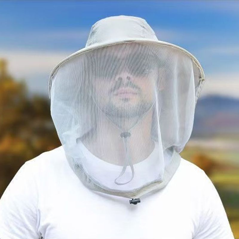 Casquette de prévention des moustiques, chapeau de protection contre les insectes, filet de tête de moustique, maille complète, cordon de serrage, sangle coupe-vent, casquette pour apiculture