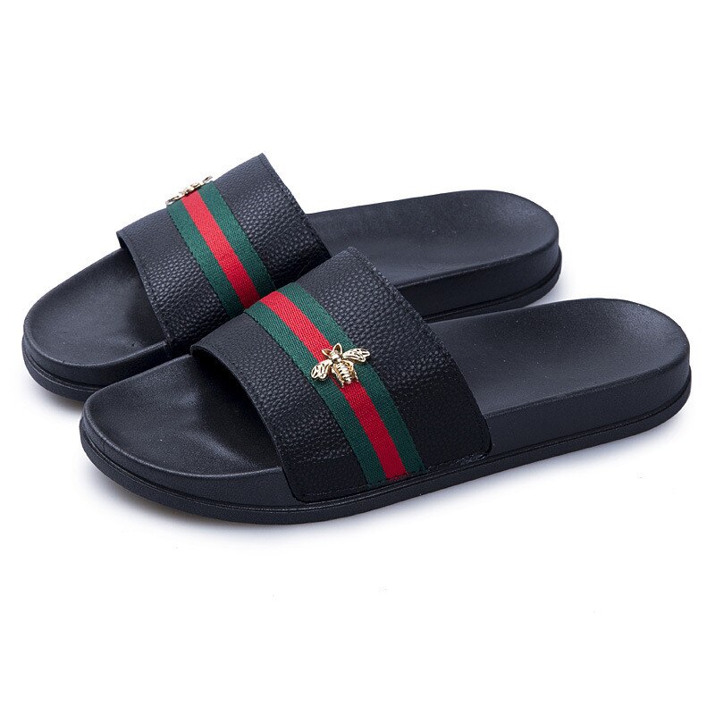 Sommer udendørs plus size rutsjebaner til mænd lejligheder sandaler kvinder mærke flip-flop unisex brusetøfler aqua sko: Sort / 45