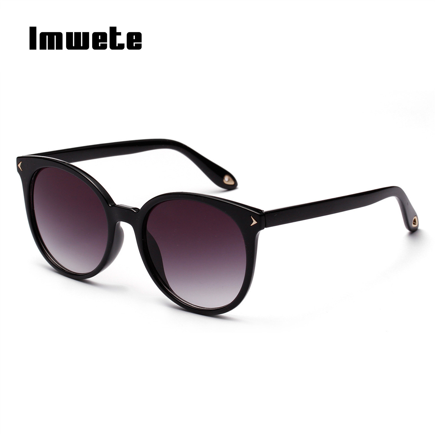 Imwete 90 S Ronde Zonnebril Vrouwen Cat Eye Zonnebril Classic Eyewear Shades Vrouwelijke Vintage Zwarte Koffie Kleur Zonnebril UV400