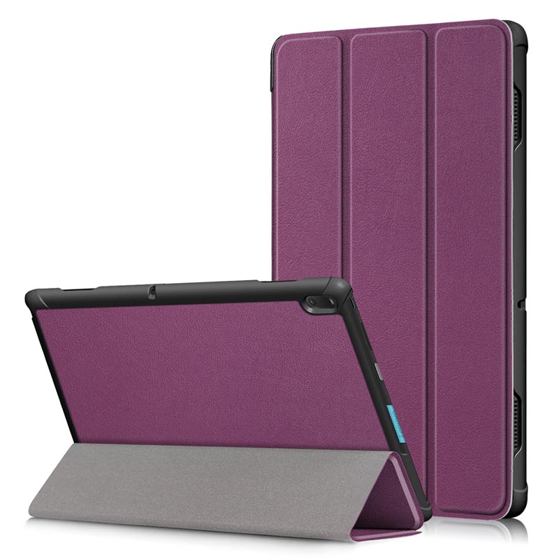 For Lenovo Tab E10 TB-X104F Case Tri-Fold Flip Stand Magnetic Cover Tab E10 E 10 X104 X104f Tablet TabE10 Solid Color Shell: Purple