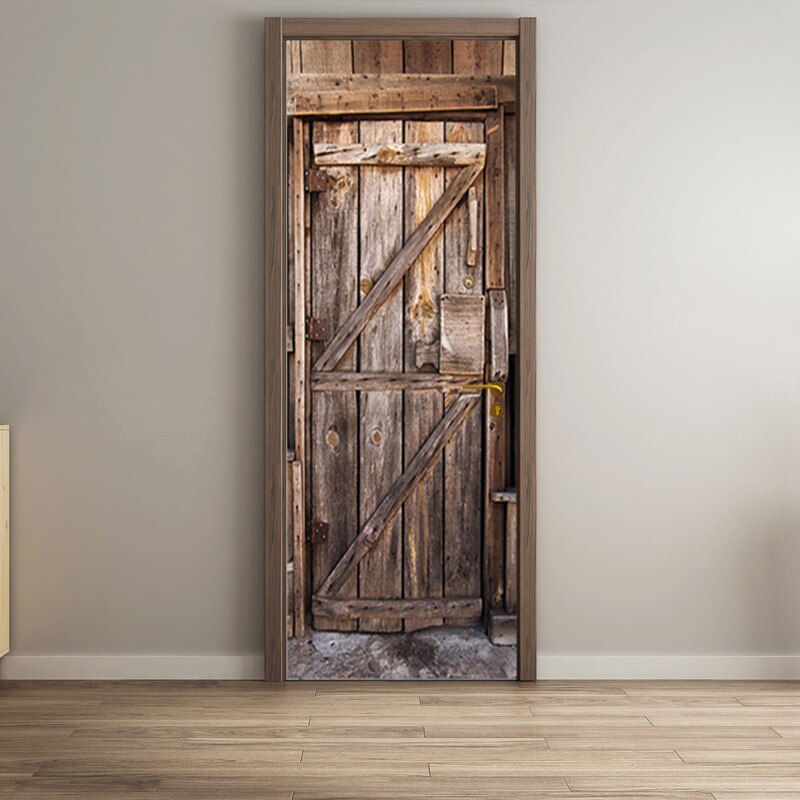 3D Door Sticker Door Pattern Sticker Bedroom Study Bathroom Door Concealment Renovation Wall Decorationhome Furnishing