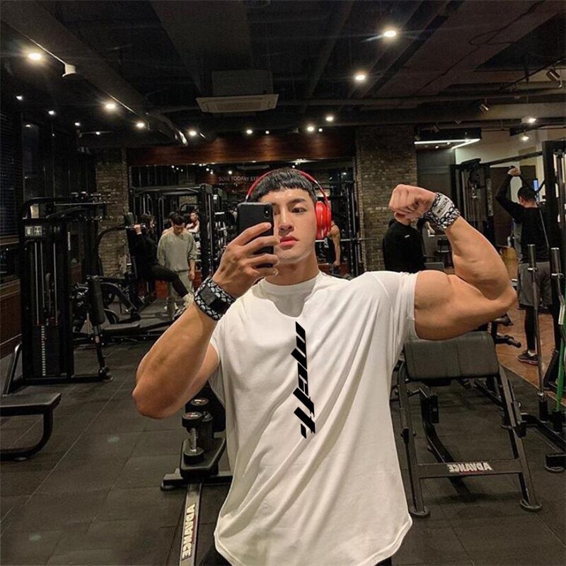 Summer Sportswear Mens Running T Shirts Gym Clothing Men's O-neck Tops Cotton Fitness Bodybuilding Short Sleeve Tshirt