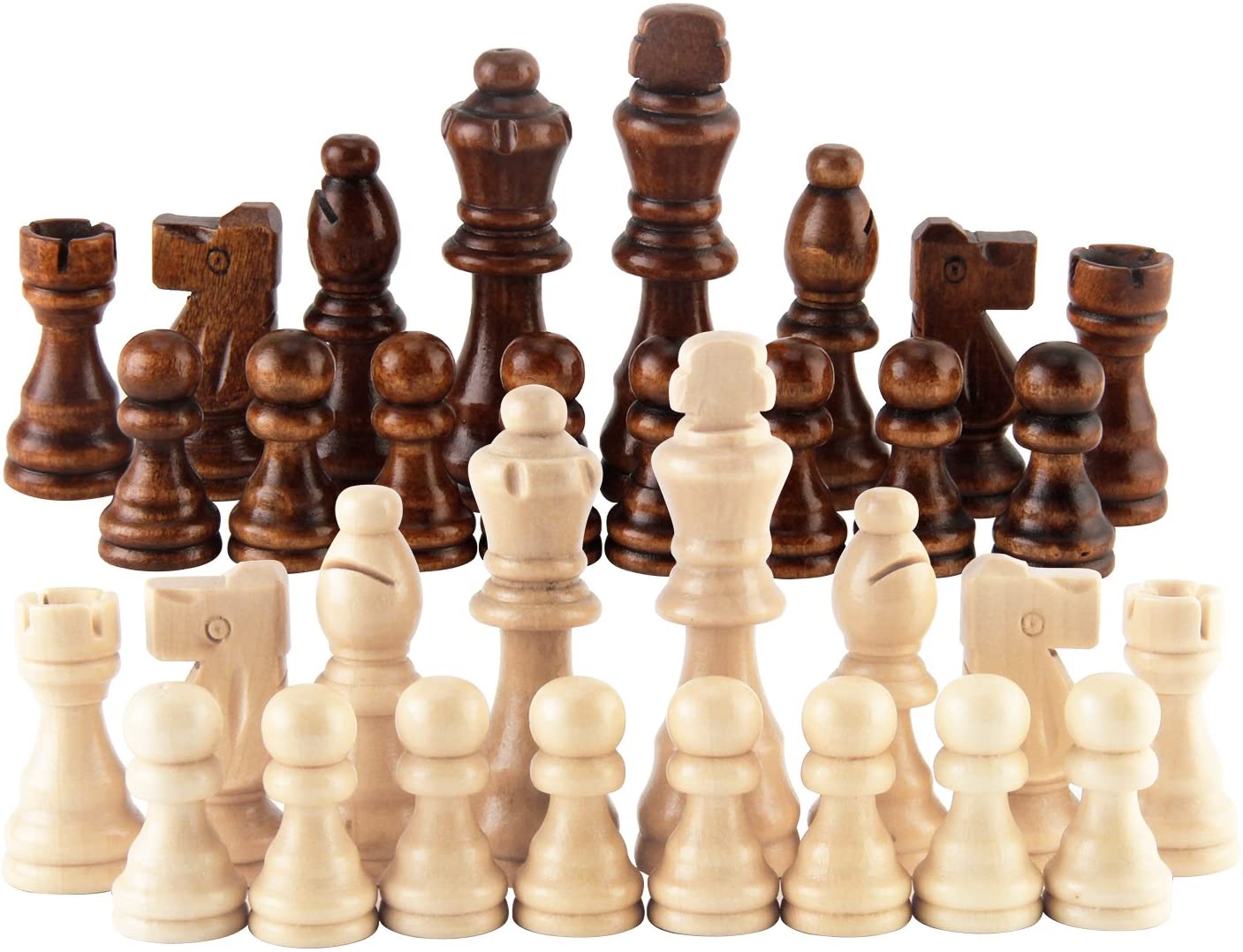 Wooden Chess Pieces Only 32 Pieses Standard Tournamen Staunton Wood Chessmen 8cm King Storage Bag Chess Game