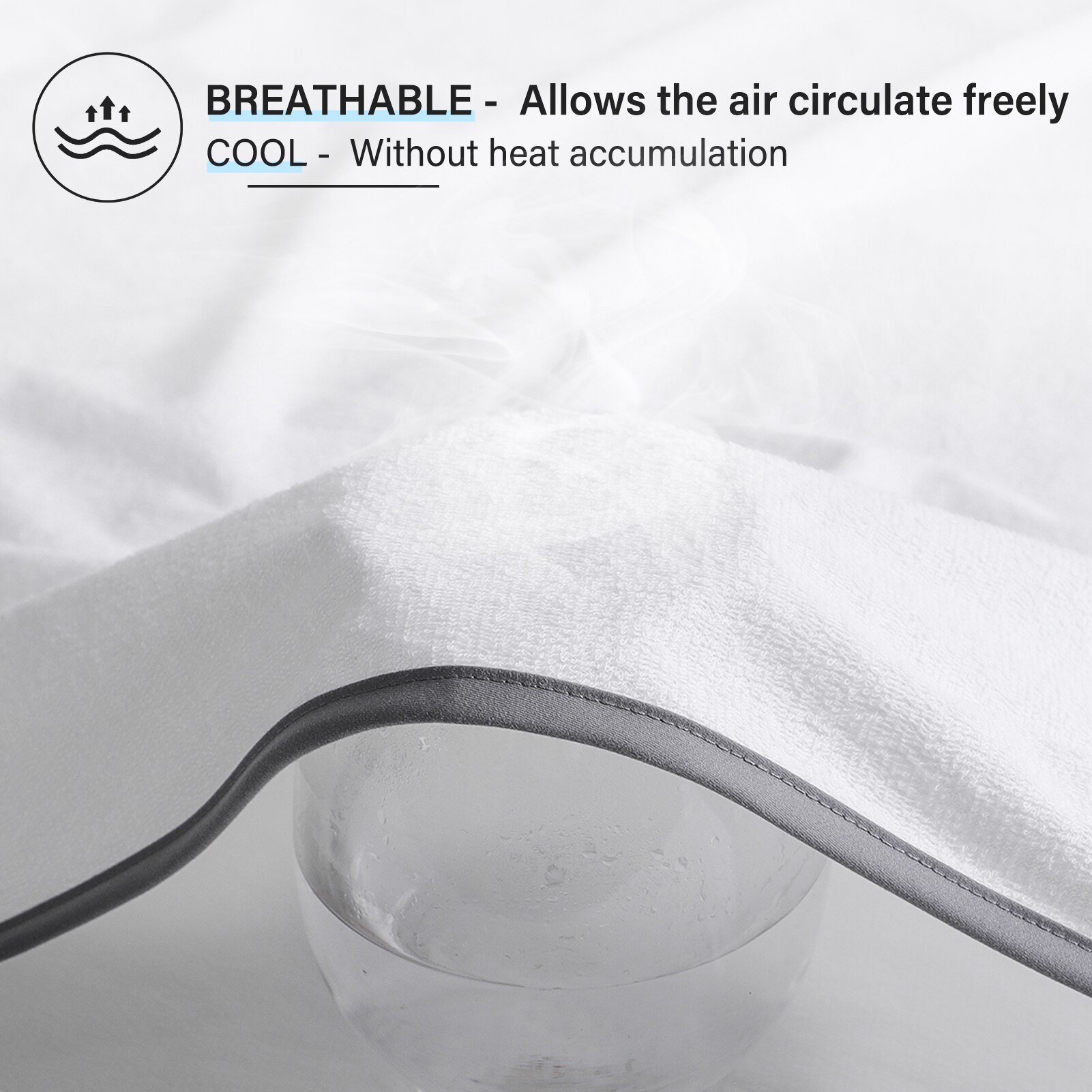 Protège-Matelas Imperméable en Éponge avec Bandes Élastiques, aux 4 Coins, Housse de Lit, Respirante