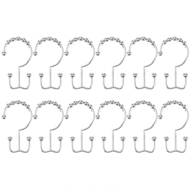 Shower Curtain Hooks Durable Shower Hooks Curtain Rings for Kitchen Home: Silver