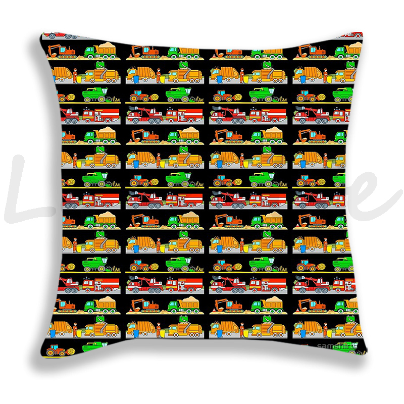 Brandweerwagen/Auto/Graafmachine/Ambulance Print Kussensloop Bank/Slaapkamer Kussenhoes 45*45Cm kussensloop Home Decor Kussensloop Jongens: 9