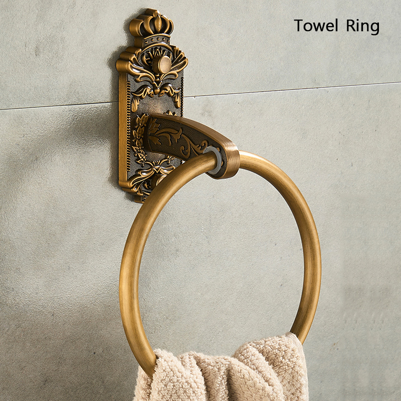 Antieke Badkamer Hardware Set Muur-Gemonteerde Handdoekrek Toiletborstel Rek Föhn Rek Zeepbakje Douche Hoekrek Accessoires: Blauw