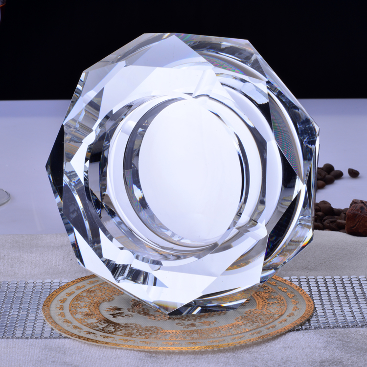 Luxe Gold Clear Black Kleurrijke 12 cm Ronde Crystal Asbak Asbak voor Vriendje Home Decor DEC184