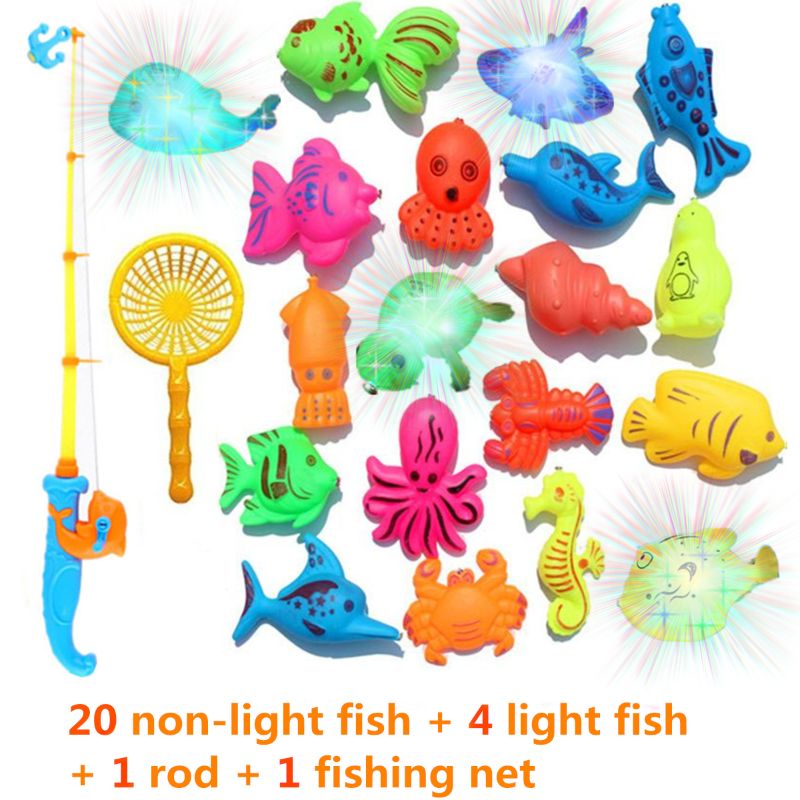 NIEUW! Verrassing Schat Vissen Speelgoed Set, Inductie Licht Up Magnetische Vissen Speelgoed, Jongens Meisjes Bad Speelgoed Party Game CORB: A