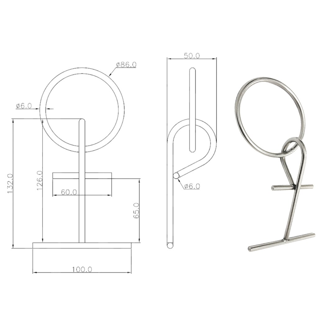 Marine 304 Stainless Steel Portable Dock Ring Spring Ring Silver