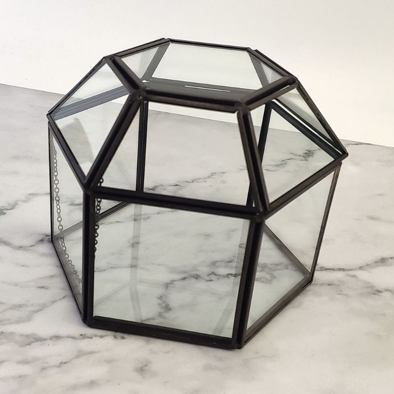 Klart glas & messing-tone metal hængslet top låg terrarium boks/bordplade vitrine