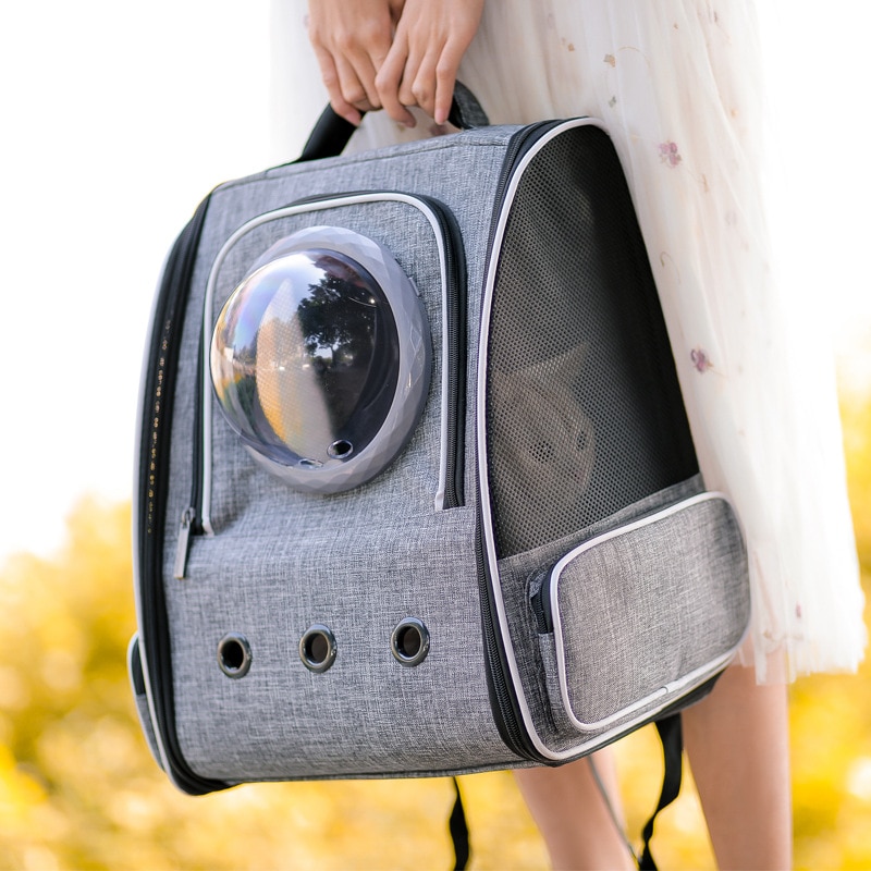 Mochila para gatos, bandolera doble de viaje transpirable, cápsula espacial, transporte para gatos, Bolso pequeño para mascotas, bolso de transporte para gatos