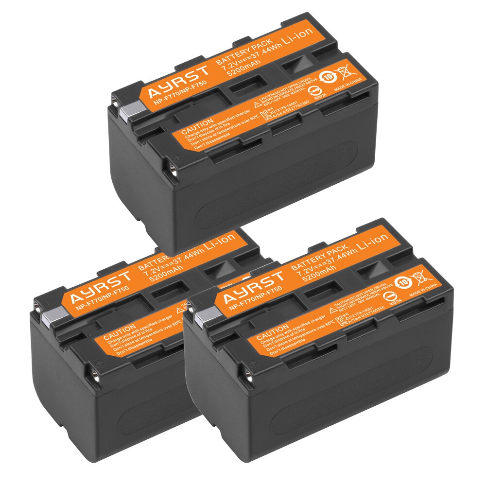 2 Pièces 5200mAh NP-F750 NP F750 NP-F770 NP F770 Li-ion Batterie Pour Appareil Photo Sony NP F970 F960 F550 F570 QM91D CCD-RV100 TRU47E: 3battery
