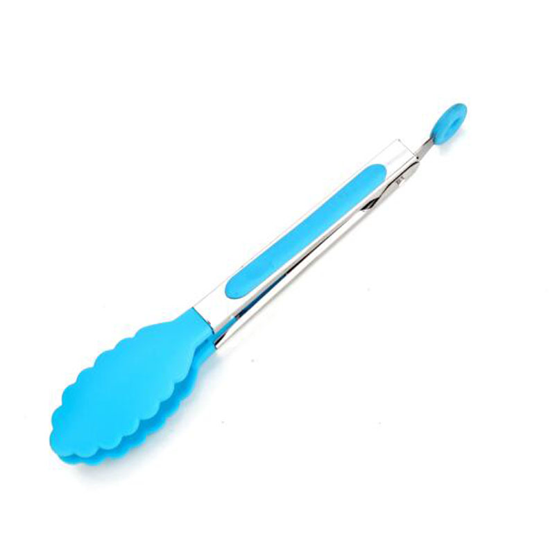 1Pc 20cm Siliconen Voedsel Clip Multifunctionele Gel Klem Keuken Tang Dessert Clip Broodrooster Tang voor Koken Bakken Barbecue tool: Blue