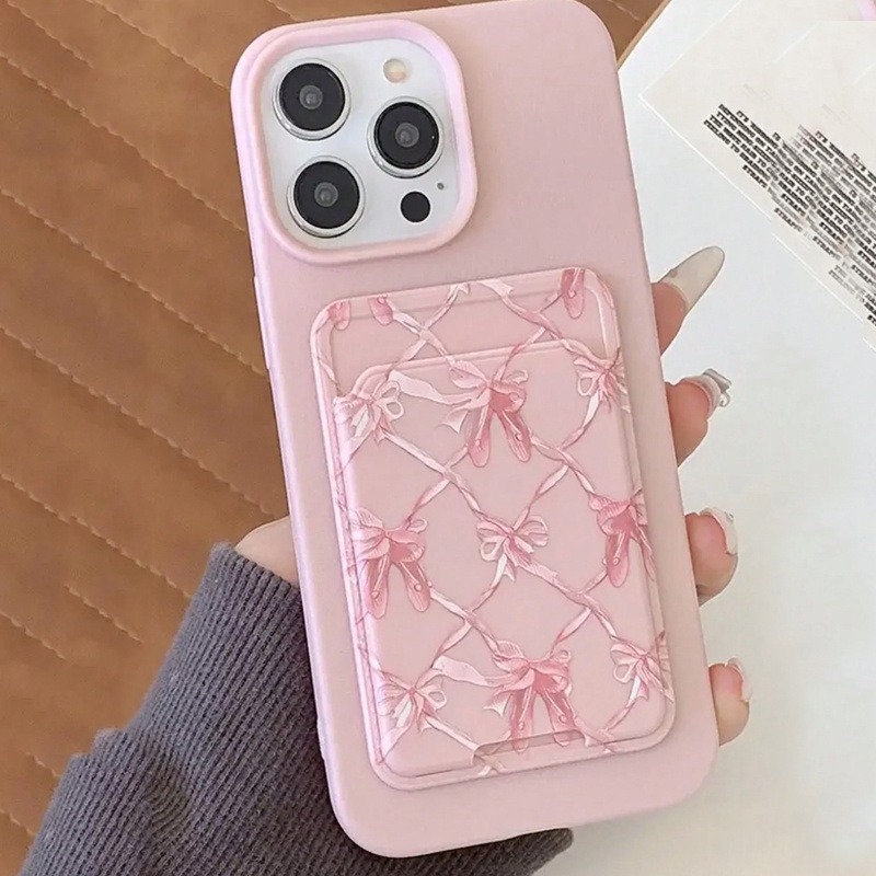 For iPhone 15 Pro Max Case Cute Bow Silicone Case For iPhone 11 12 13 14 15 16 XS XR X 16E 7 8 Plus Wallet Card Bag Holder Cover