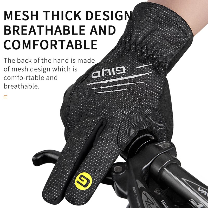Giyo-guantes de invierno para hombre y mujer, equipo de ciclismo con almohadilla de Gel, de dedo completo, para bicicleta de montaña y motociclista, con pantalla táctil