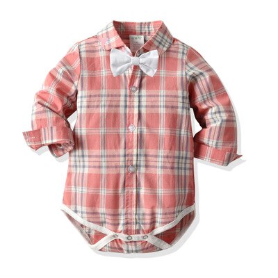 Gentleman baby jongens romper + strik lange mouwen enkelrijs geruite print kerst jumpsuits 6 kleuren