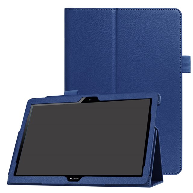Pour Huawei Media Pad MediaPad T3 10 AGS-WO9 AGS-L09 9.6 pouces Honor Play Pad 2 étuis en cuir intelligent Texture tablette couverture: Dark Blue