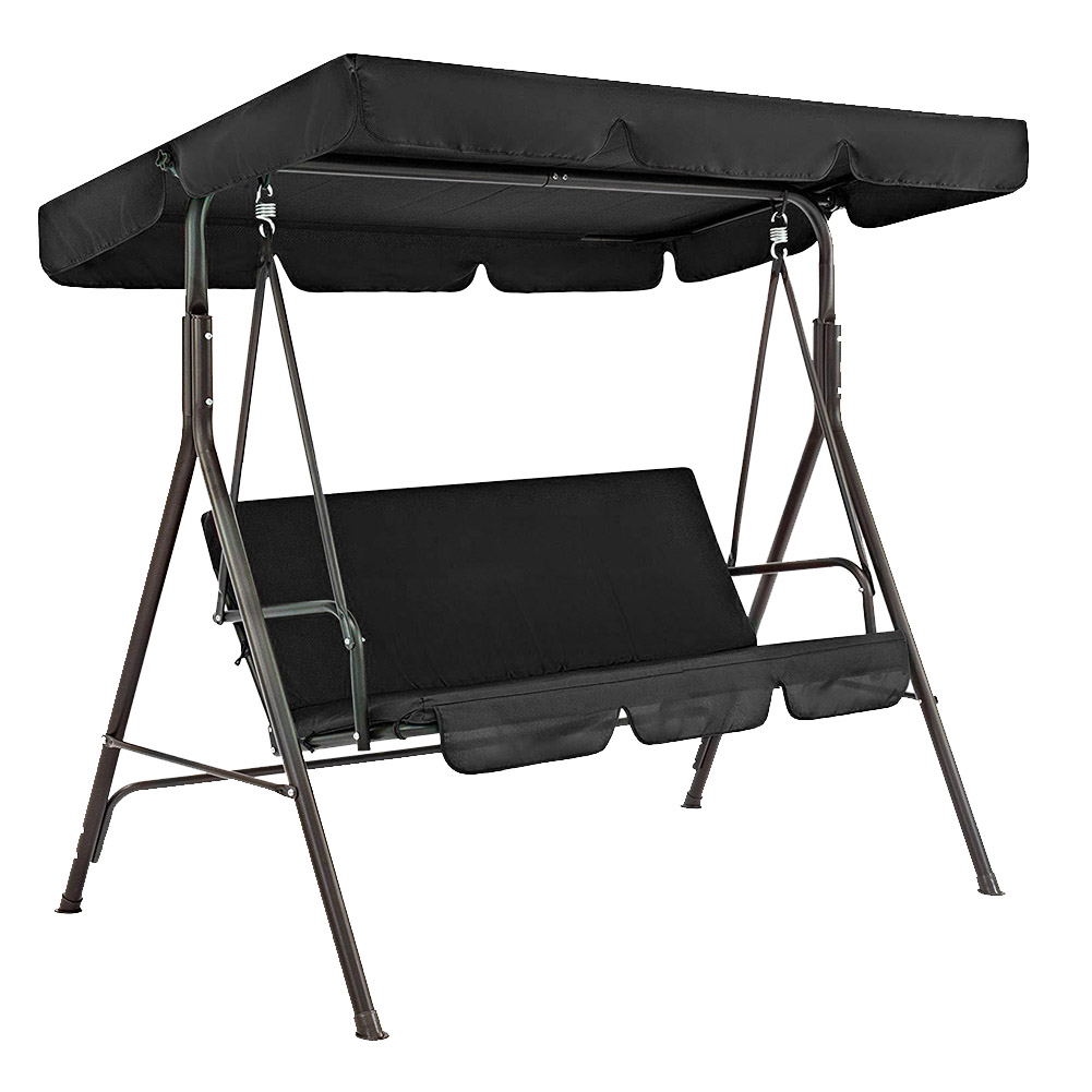 2pcs/set Dustproof Replacement Parts Patio Swing Seat Cover Oxford Cloth Sun Shade Garden Chairs Waterproof Sunproof Universal: Black 195x125x15cm