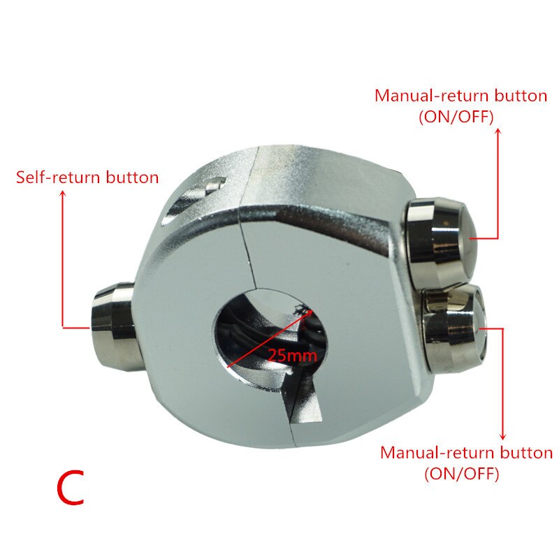 25mm 22mm Aluminium CNC Motorrad-Lenker Montieren Scheinwerfer Nebel Licht Horn Bremse AUF/aus Anfang Tözehn 3 Geschmack Schalter: Silber-(C)