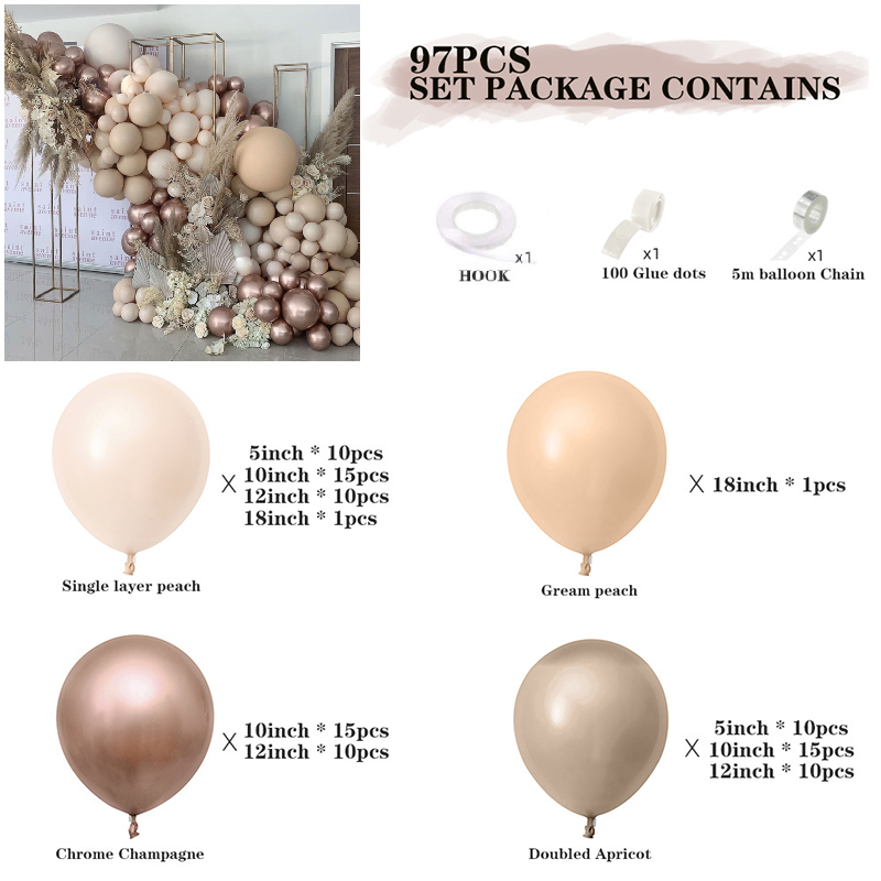 50pcs Sand White Balloon Arch Beach Theme Party Balloon Garland Balloon Wedding Wedding Decoration Stand Birthday Party Decor: b / Set 3 97pcs