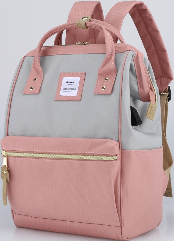 Women Backpack Travel Men Shoulder Bag 15.6 Laptop Backpack Large Capacity Cute Schoolbag for Teenager Girls Bagpack: GreyPink