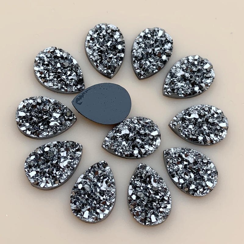 Diy 50 Stuks 9*13Mm Glitters Ab Kleuren Minerale Oppervlak Resin Plaksteen Cabochon Diy Bruiloft Decoratie ambachten-A57: A574