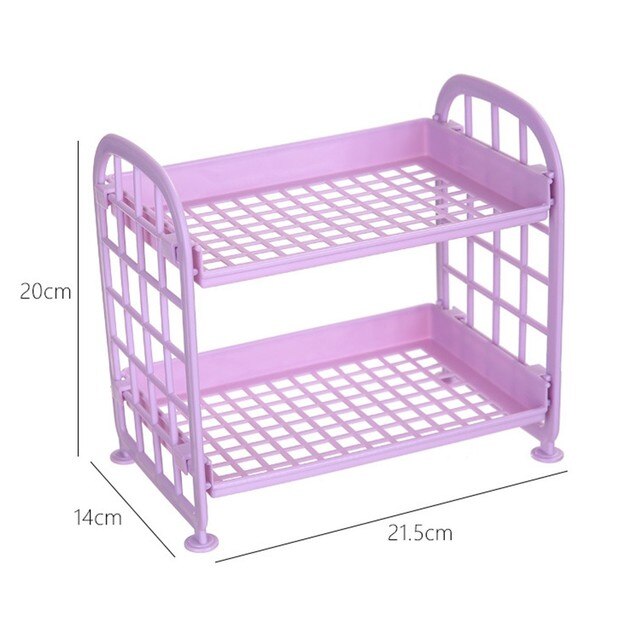 Two-layer Hollow Plastic Shelf Tabletop Kitchen Organizer Bathroom Double-layer Cosmetic Storage Shelf: 4