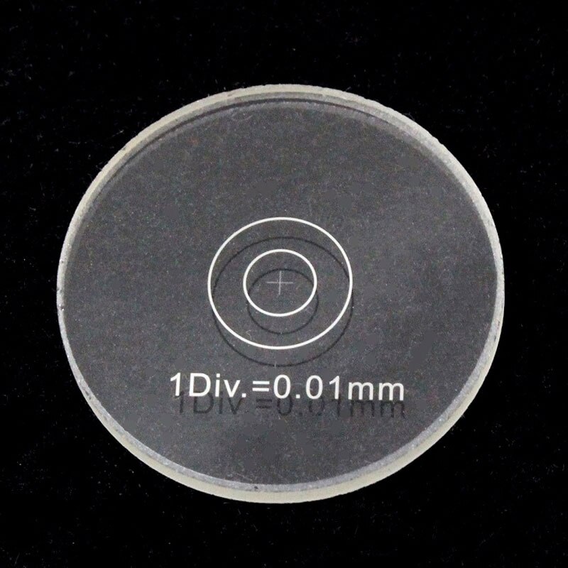 975 div 0.01mm mikroskop okulært sigtemiddel krydsskala lineal okular mikrometer kalibreringsglas diameter 8mm 19mm 20mm