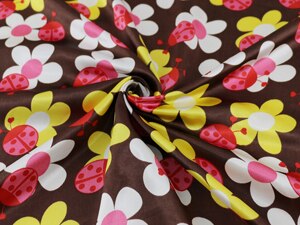 Carton Sunflower Satin Children Pattern Craft Satin Cosplay Fabric Charmeuse: brown