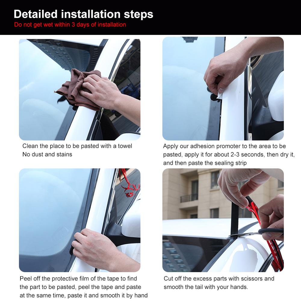 Car Rubber Seal Strips Auto Seal Protector Sticker Window Edge Windshield Roof Rubber Sealing Strip Noise Insulation Accessorie